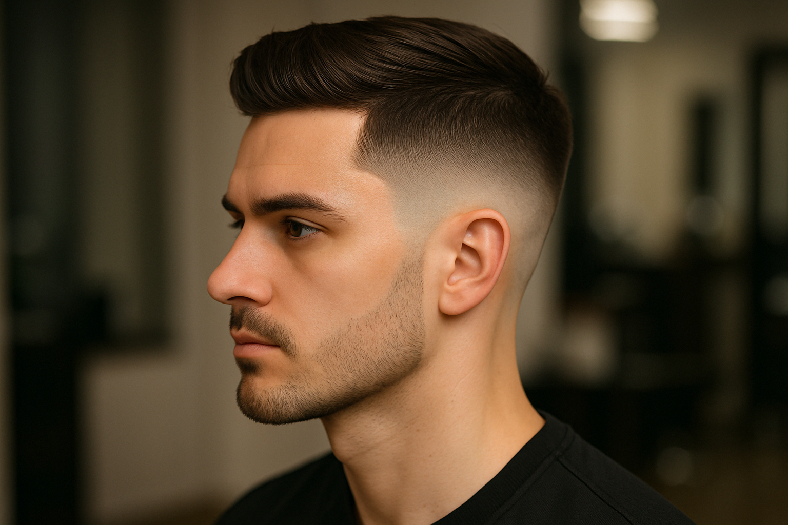 A person with a perfect fade hair cut